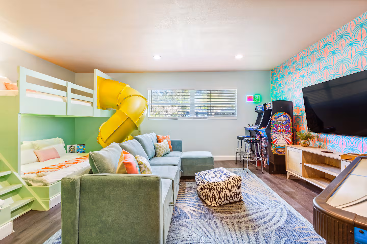 Garage converted into a guest bedroom with egress window
