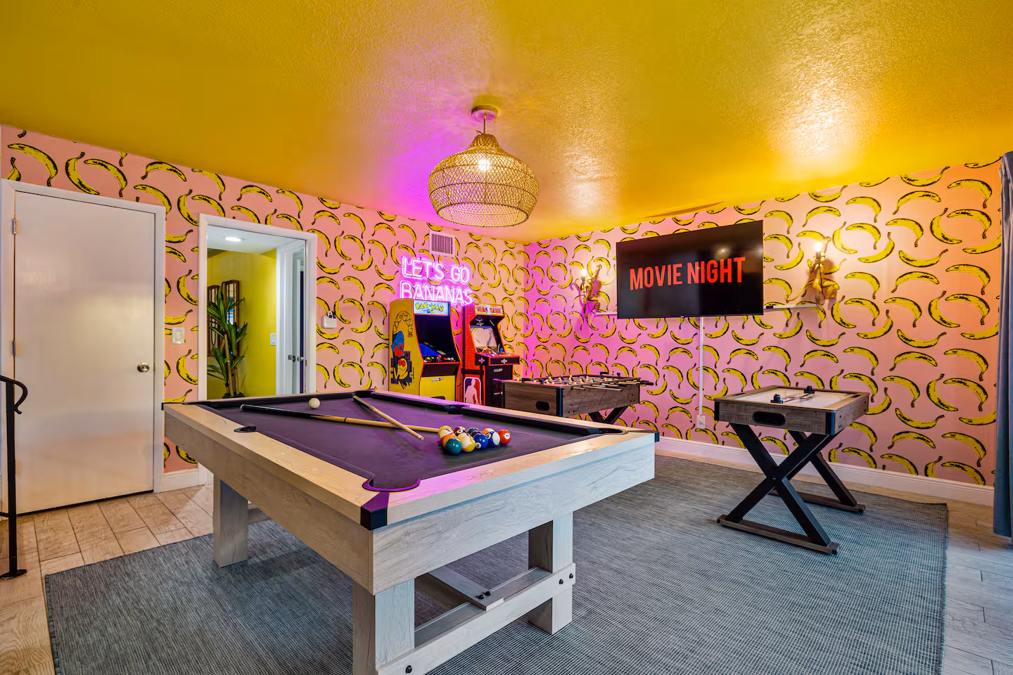 Garage converted into a game room in Tampa Bay