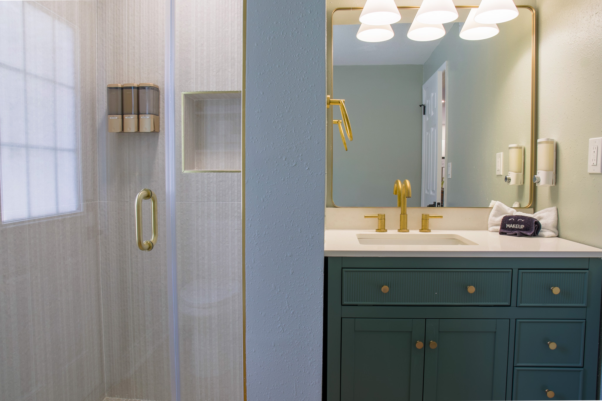 Tub-to-shower conversion with tiled walls in a Tampa home