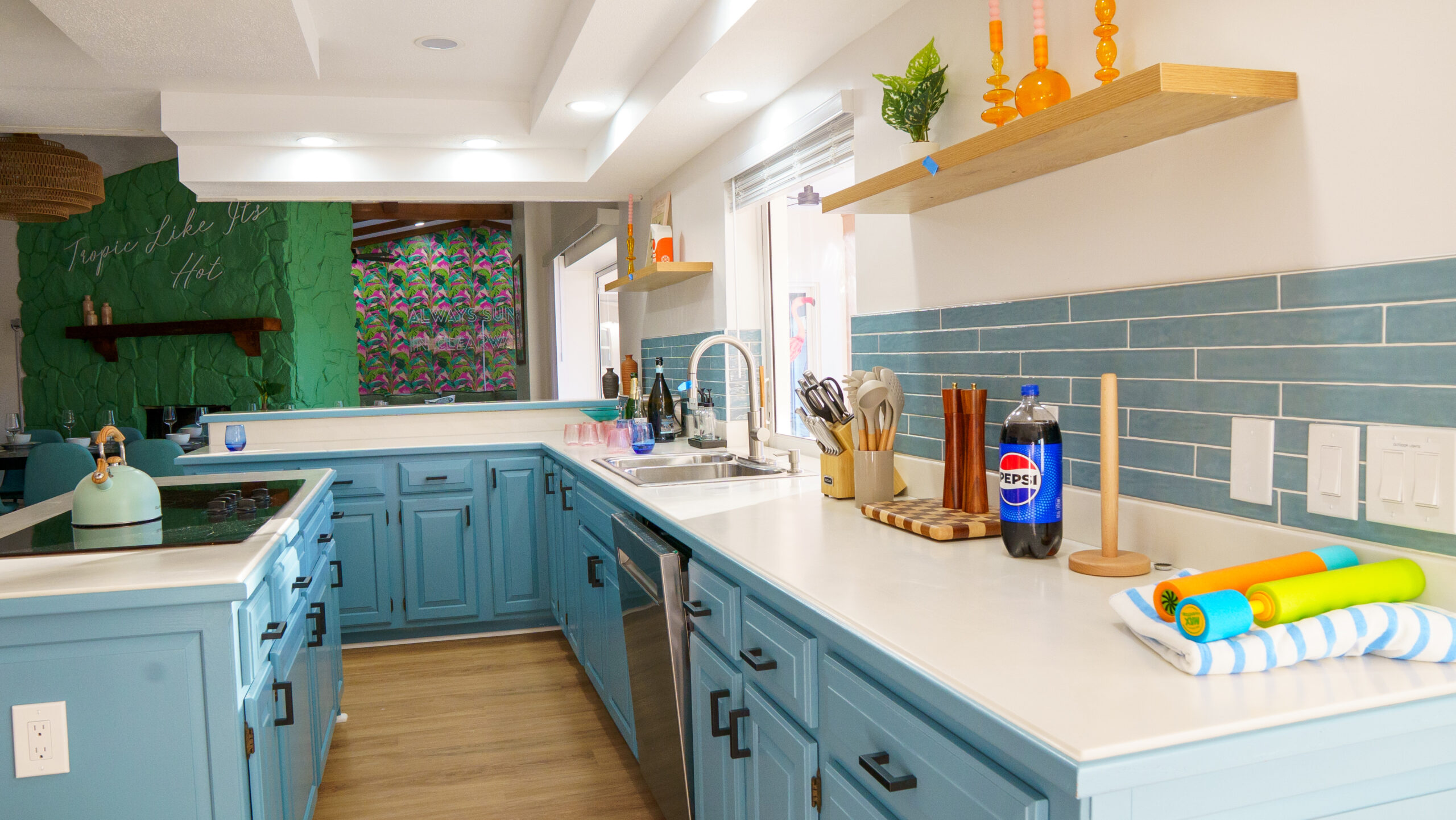 New kitchen island with pendant lighting in a Westchase home